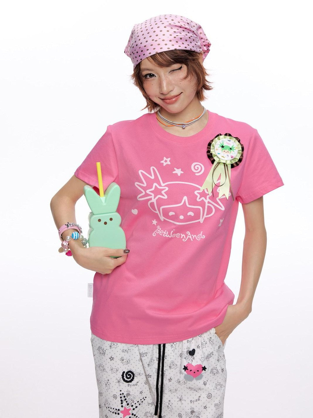 BETWEENAND Glitter Suiso Print Creative Women&