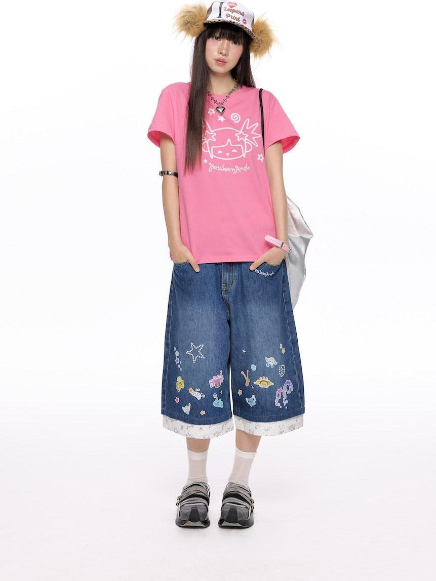 BETWEENAND Glitter Suiso Print Creative Women&