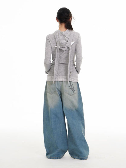 BETWEENAND Graffiti Illustration Rhinestone Washed Women&
