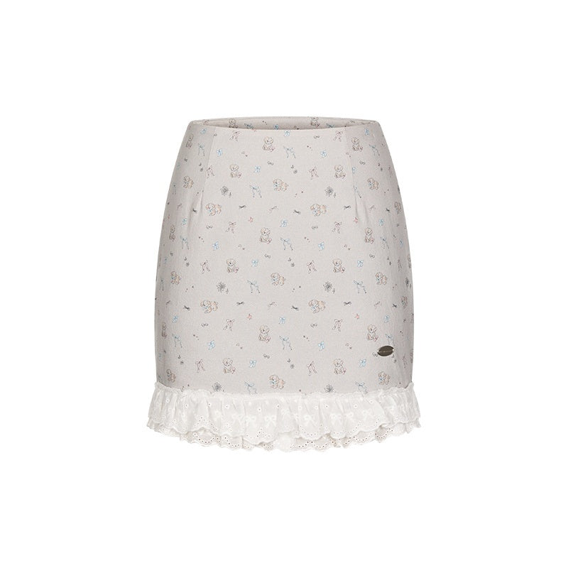 BETWEENAND_Gray_Full_Print_Lace_Quilted_Straight_Cut_Women&