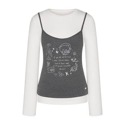 BETWEENAND_Gray_Glitter_Print_Faux_Two_Piece_Vest_Women&