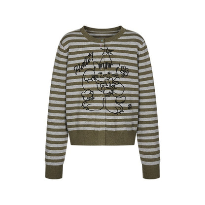 BETWEENAND_Gray_Green_Graffiti_Lucky_Cat_Striped_Women&