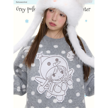 BETWEENAND_Gray_Polka_Dot_Applique_Angel_Embroidery_Jacquard_Women&