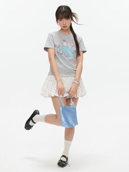 BETWEENAND Gray Rhinestone Print Women&