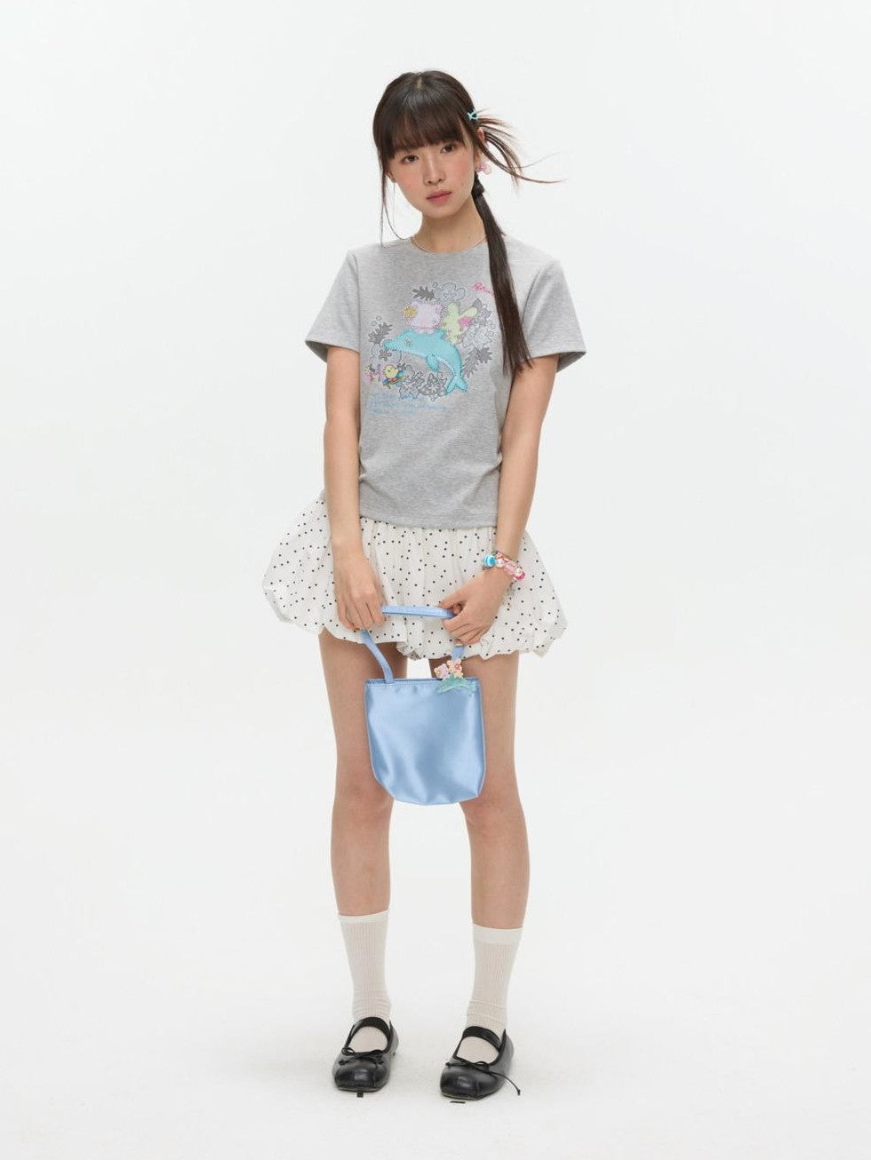 BETWEENAND Gray Rhinestone Print Women&
