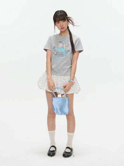 BETWEENAND Gray Rhinestone Print Women&