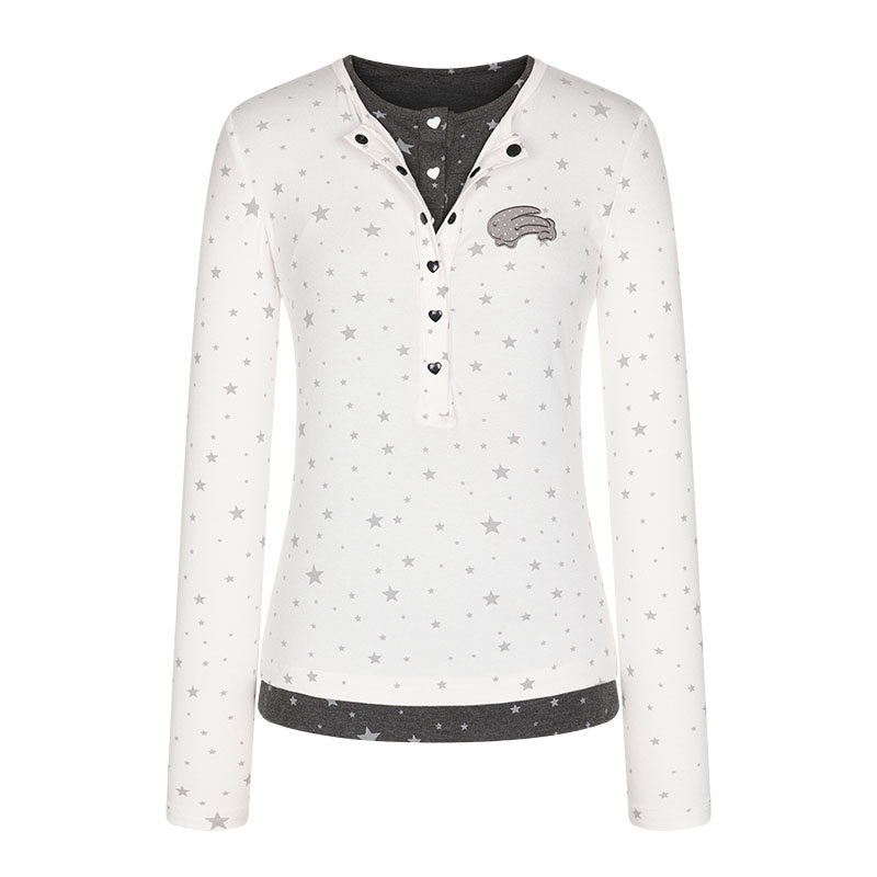 BETWEENAND_Gray_Star_Polka_Dot_Henley_Faux_Layered_Women&