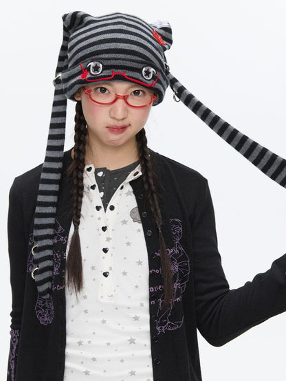 BETWEENAND Gray Star Polka Dot Henley Faux Layered Women&