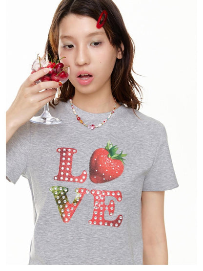 BETWEENAND Gray Strawberry Bead Heart Women&