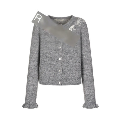 BETWEENAND_Grey_Crewneck_Embroidered_Bow_Animal_Motif_Women&