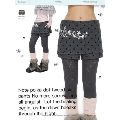BETWEENAND_Grey_Embroidered_Musical_Note_Polka_Dot_High_Waist_Women&