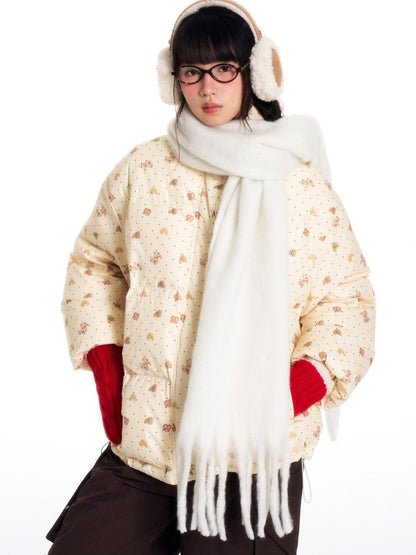 BETWEENAND Hand Painted Polka Dot Bear Embroidered Women&