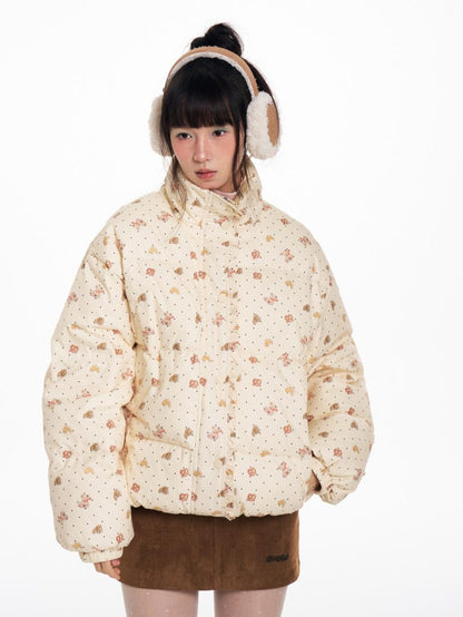 BETWEENAND Hand Painted Polka Dot Bear Embroidered Women&