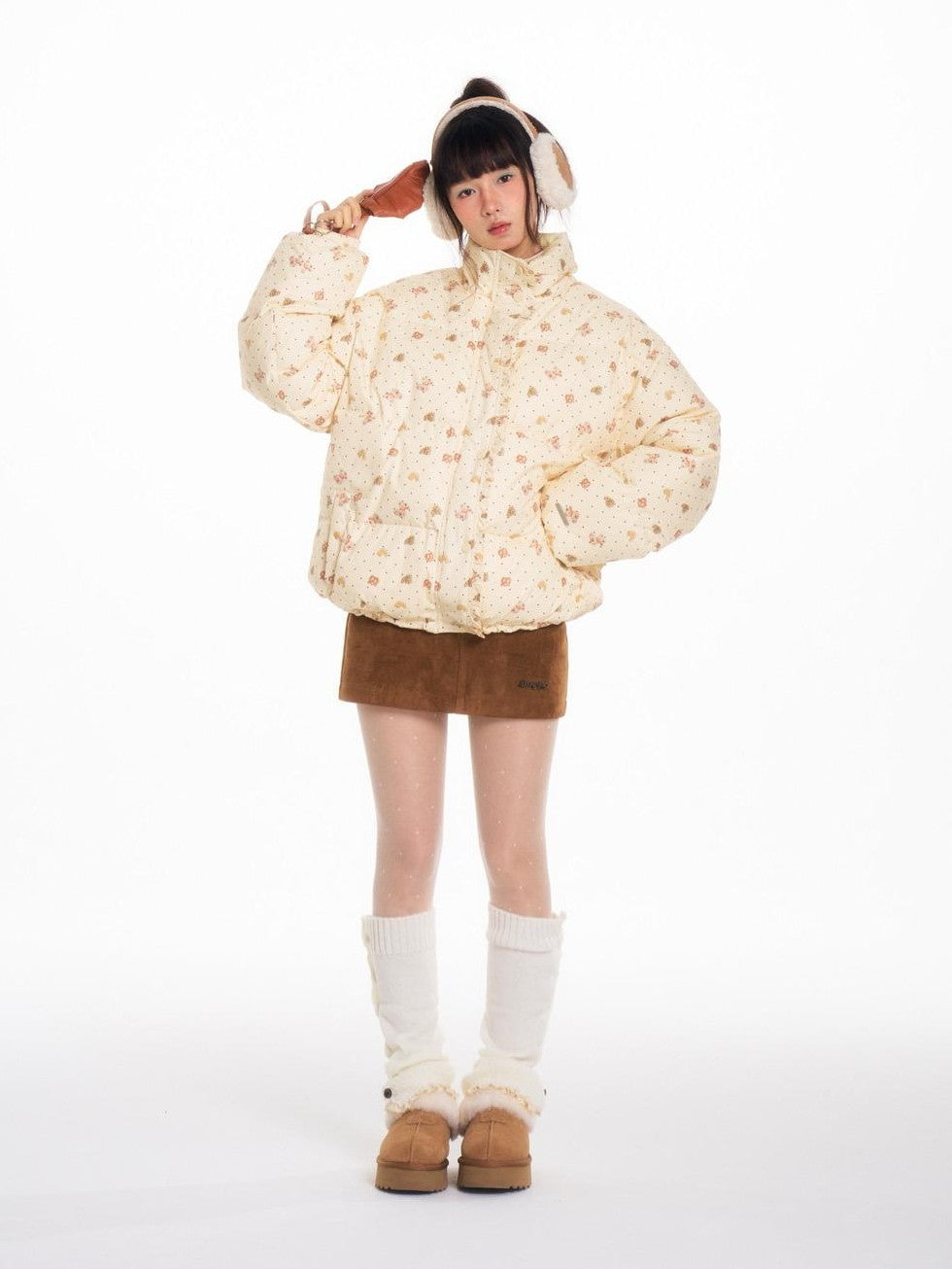 BETWEENAND Hand Painted Polka Dot Bear Embroidered Women&