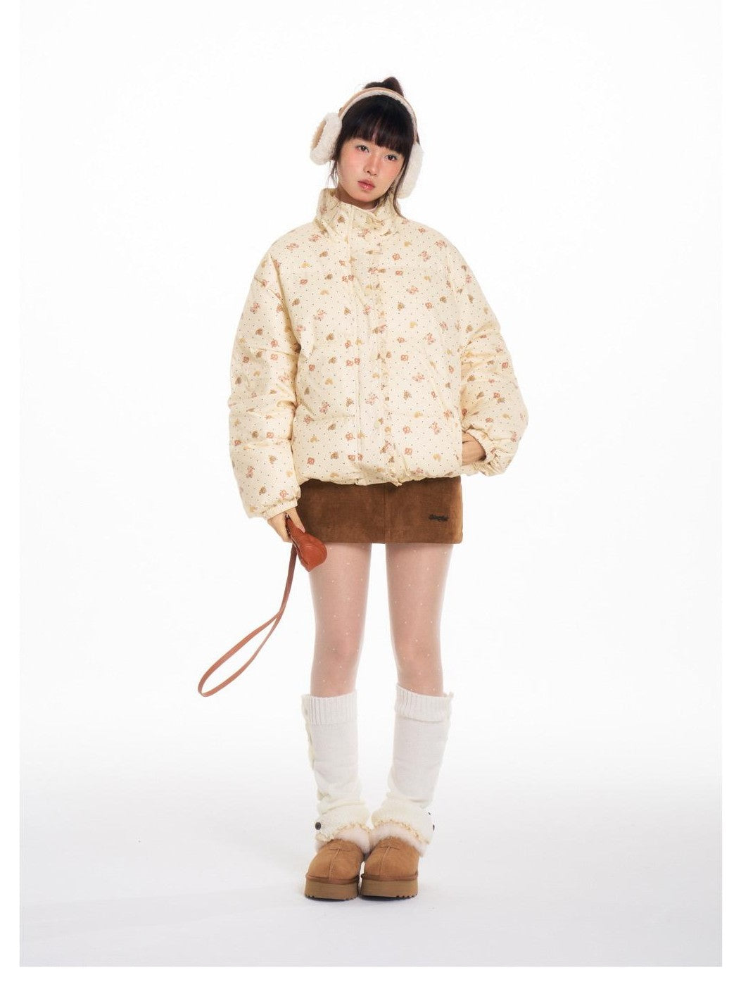 BETWEENAND Hand Painted Polka Dot Bear Embroidered Women&