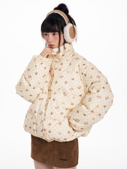BETWEENAND Hand Painted Polka Dot Bear Embroidered Women&