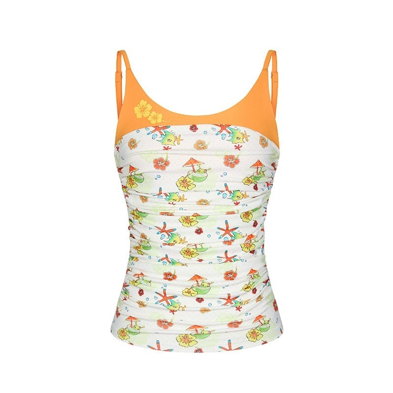BETWEENAND_Hawaiian_Ruched_Colorblock_Allover_Print_Women&