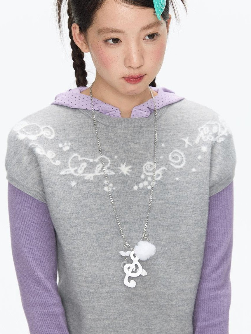 BETWEENAND Heather Gray Embroidered Jacquard Women&