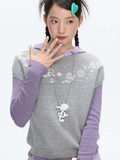 BETWEENAND Heather Gray Embroidered Jacquard Women&