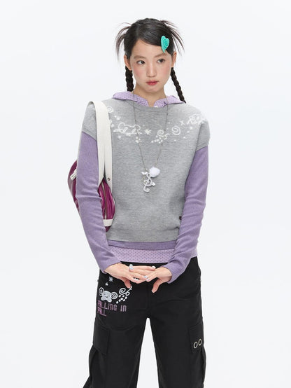 BETWEENAND Heather Gray Embroidered Jacquard Women&