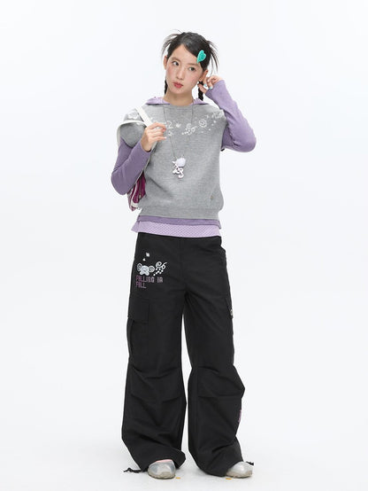 BETWEENAND Heather Gray Embroidered Jacquard Women&