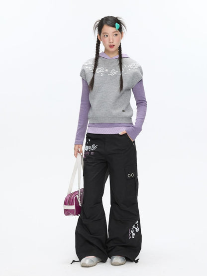 BETWEENAND Heather Gray Embroidered Jacquard Women&