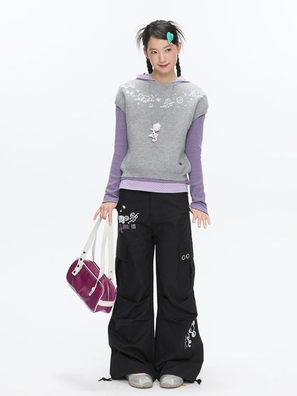 BETWEENAND Heather Gray Embroidered Jacquard Women&