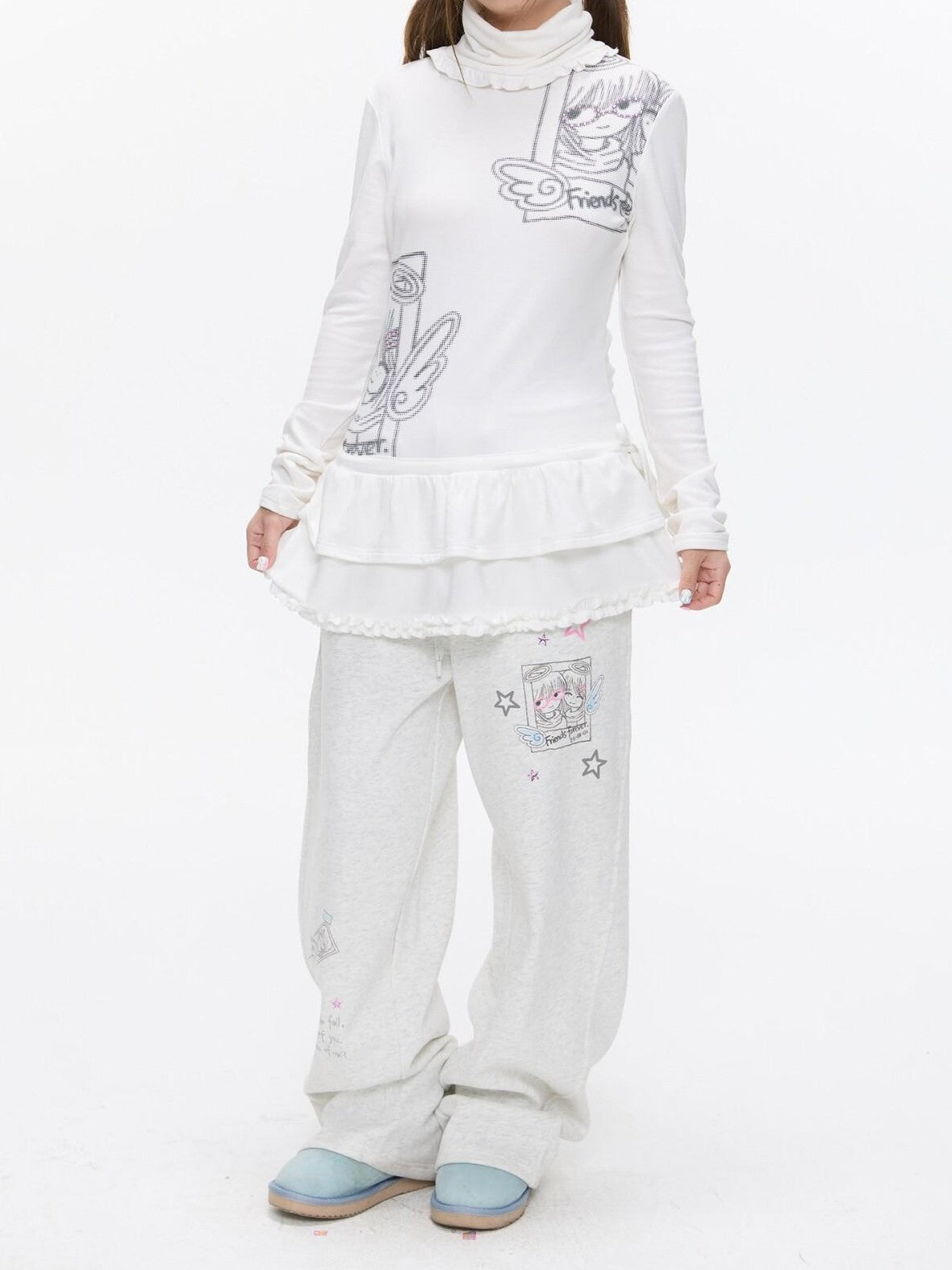 BETWEENAND Heather Gray Fleece Lined Straight Leg Mid Rise Women&