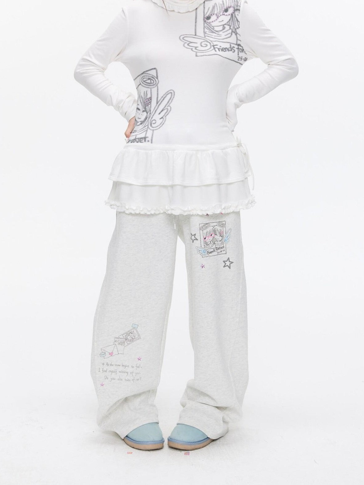 BETWEENAND Heather Gray Fleece Lined Straight Leg Mid Rise Women&