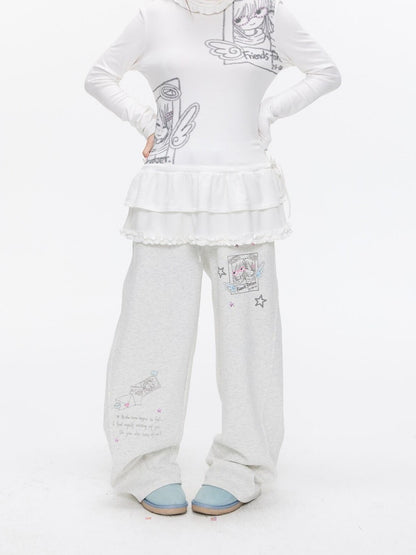 BETWEENAND Heather Gray Fleece Lined Straight Leg Mid Rise Women&