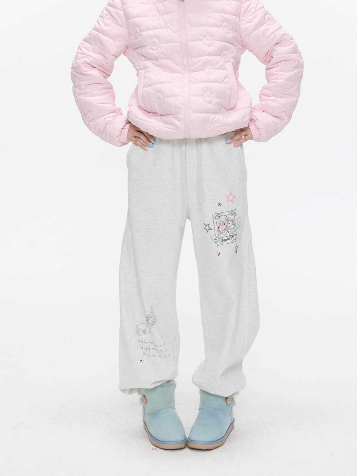 BETWEENAND Heather Gray Fleece Lined Straight Leg Mid Rise Women&