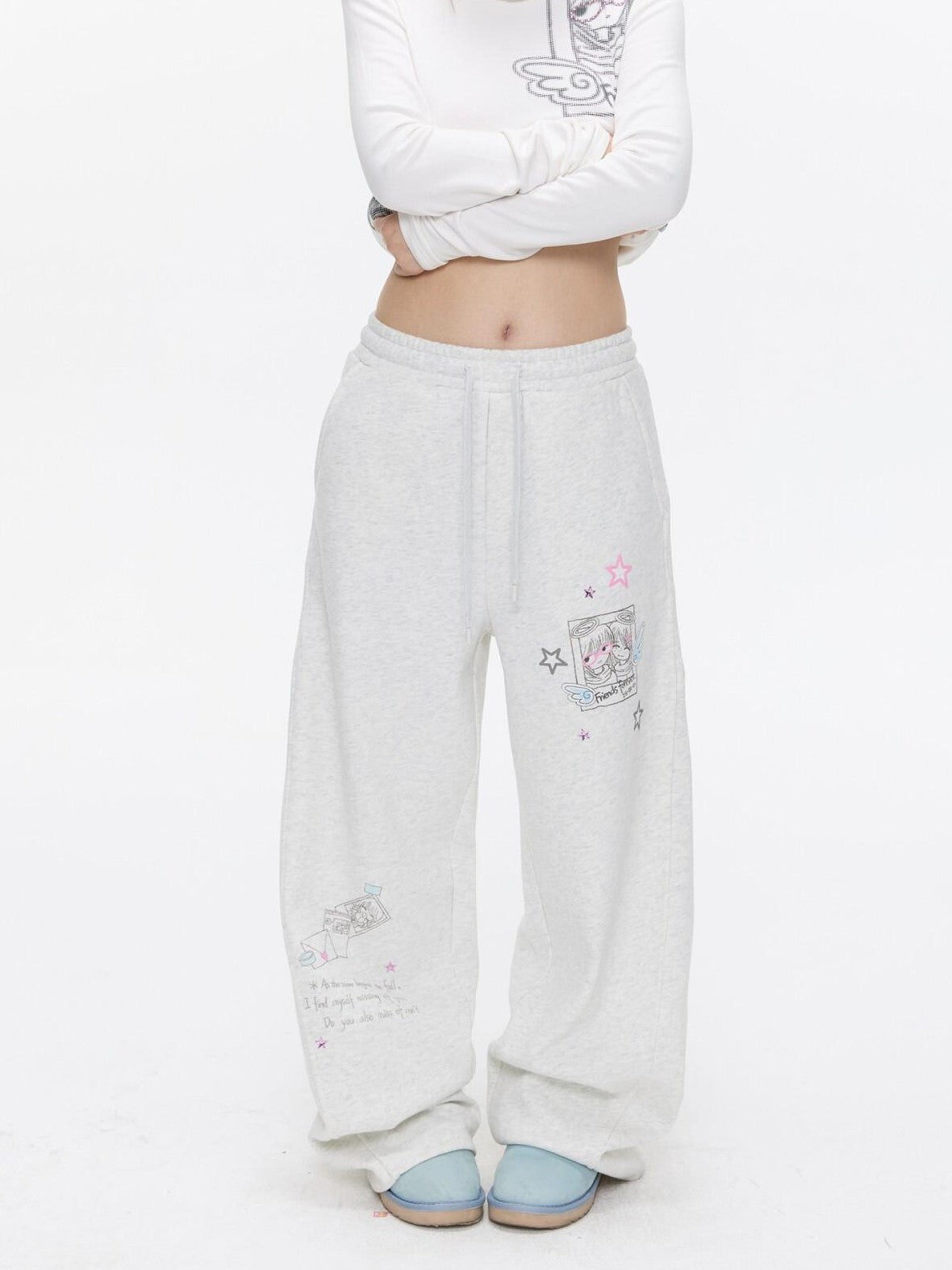 BETWEENAND Heather Gray Fleece Lined Straight Leg Mid Rise Women&