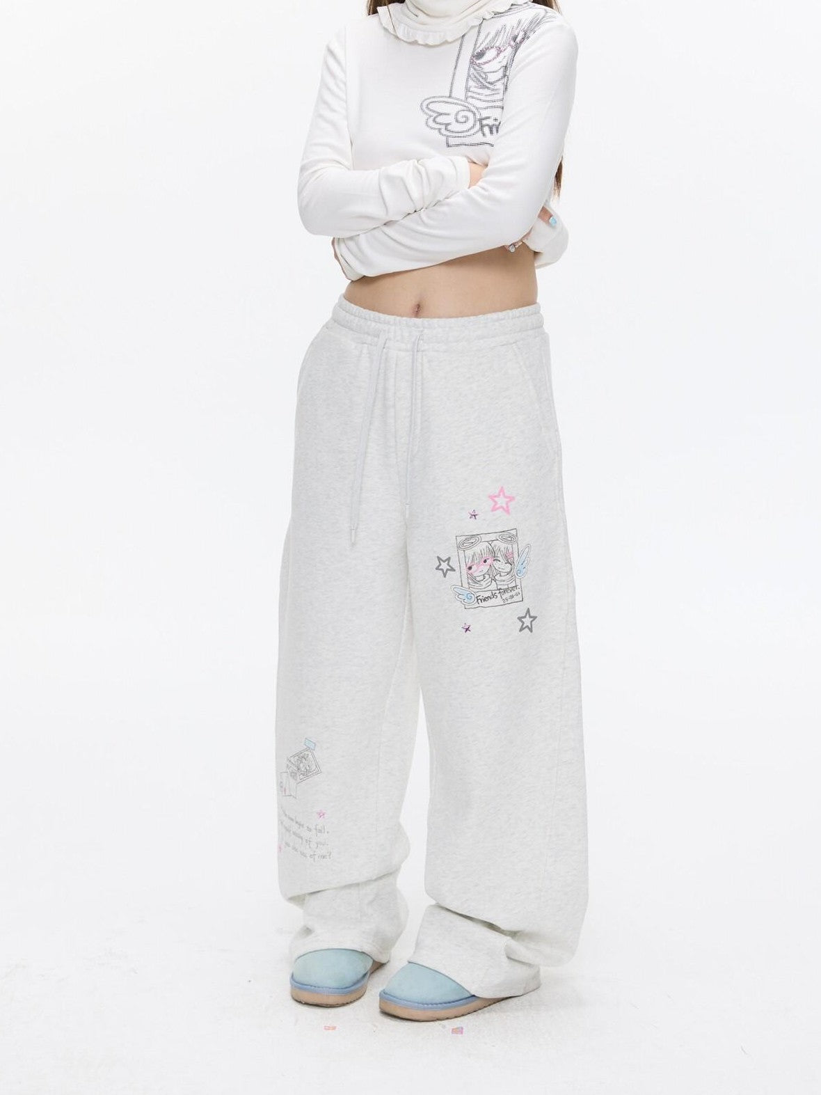 BETWEENAND Heather Gray Fleece Lined Straight Leg Mid Rise Women&