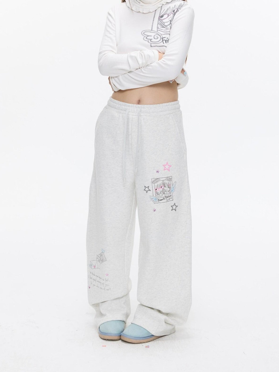 BETWEENAND Heather Gray Fleece Lined Straight Leg Mid Rise Women&