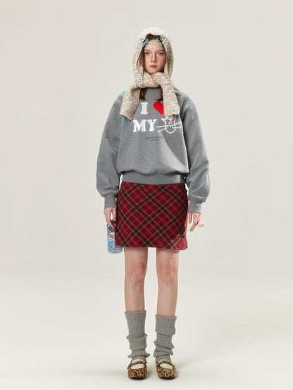 BETWEENAND Heather Gray Glitter Cat Print Pullover Women&