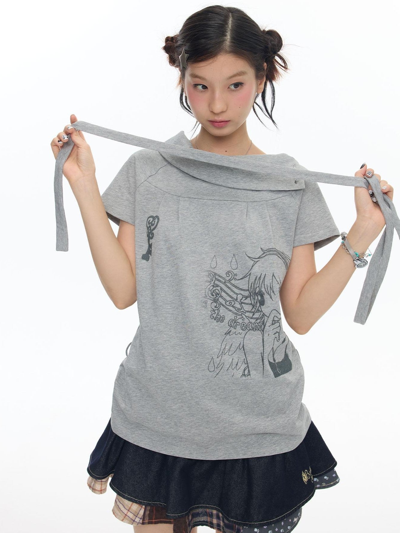BETWEENAND Heather Gray Multiway Polo Collar Loose Fit Women&