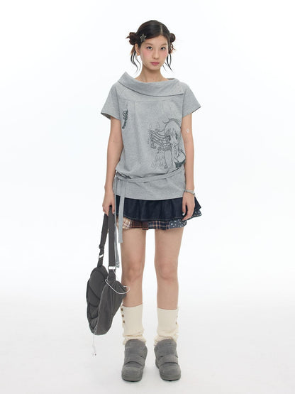 BETWEENAND Heather Gray Multiway Polo Collar Loose Fit Women&