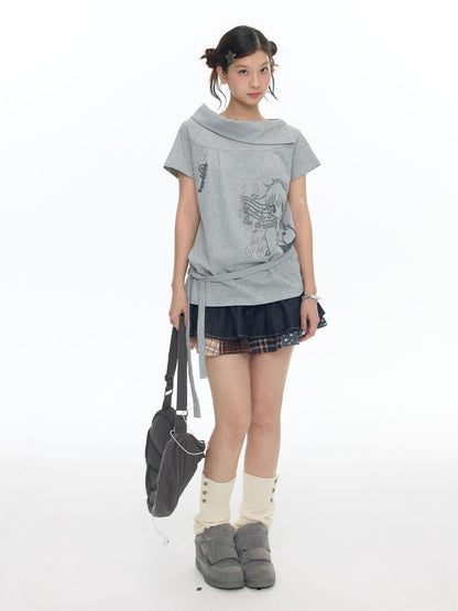 BETWEENAND Heather Gray Multiway Polo Collar Loose Fit Women&