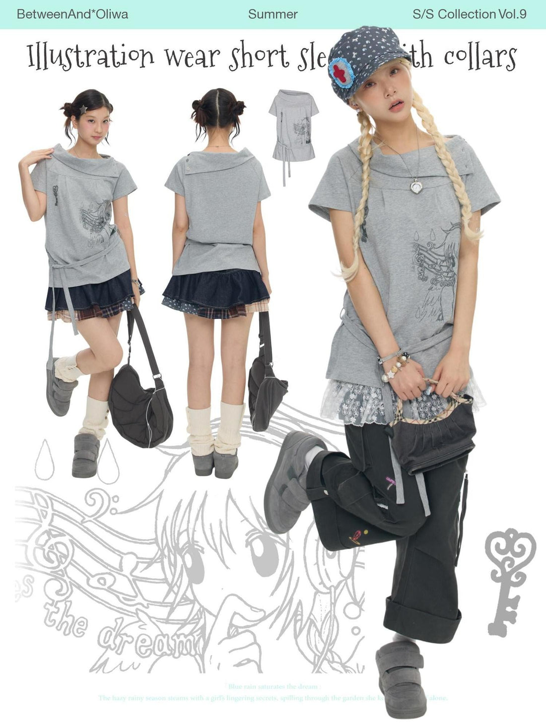 BETWEENAND Heather Gray Multiway Polo Collar Loose Fit Women&