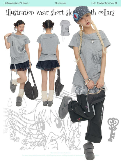 BETWEENAND Heather Gray Multiway Polo Collar Loose Fit Women&