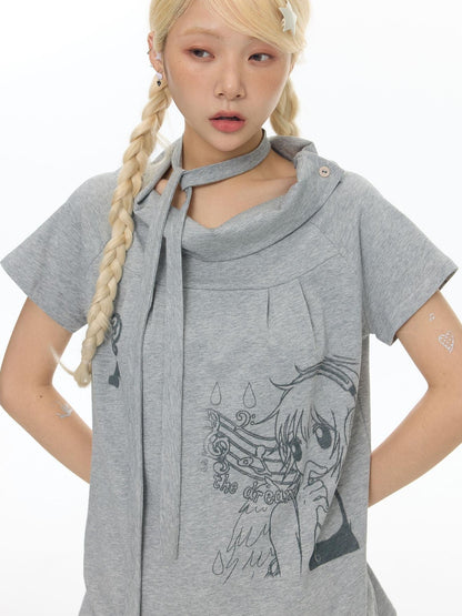 BETWEENAND Heather Gray Multiway Polo Collar Loose Fit Women&
