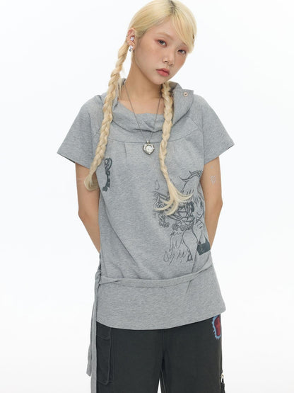 BETWEENAND Heather Gray Multiway Polo Collar Loose Fit Women&