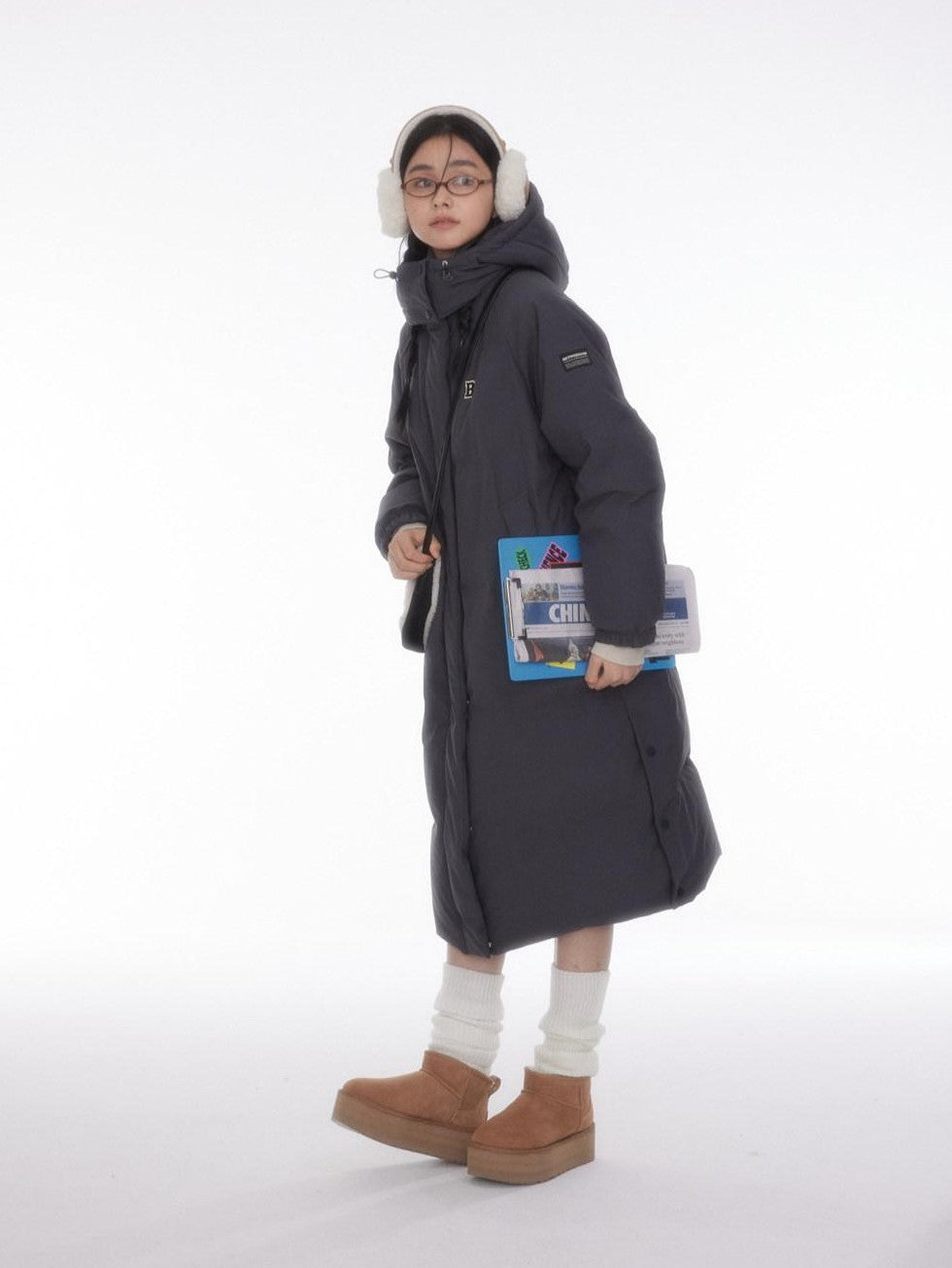 BETWEENAND Hooded Zippered Loose Fit Korean Style Women&