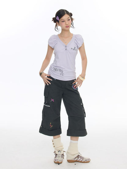 BETWEENAND Lace Embroidered Musical Note Key Rhinestone Women&