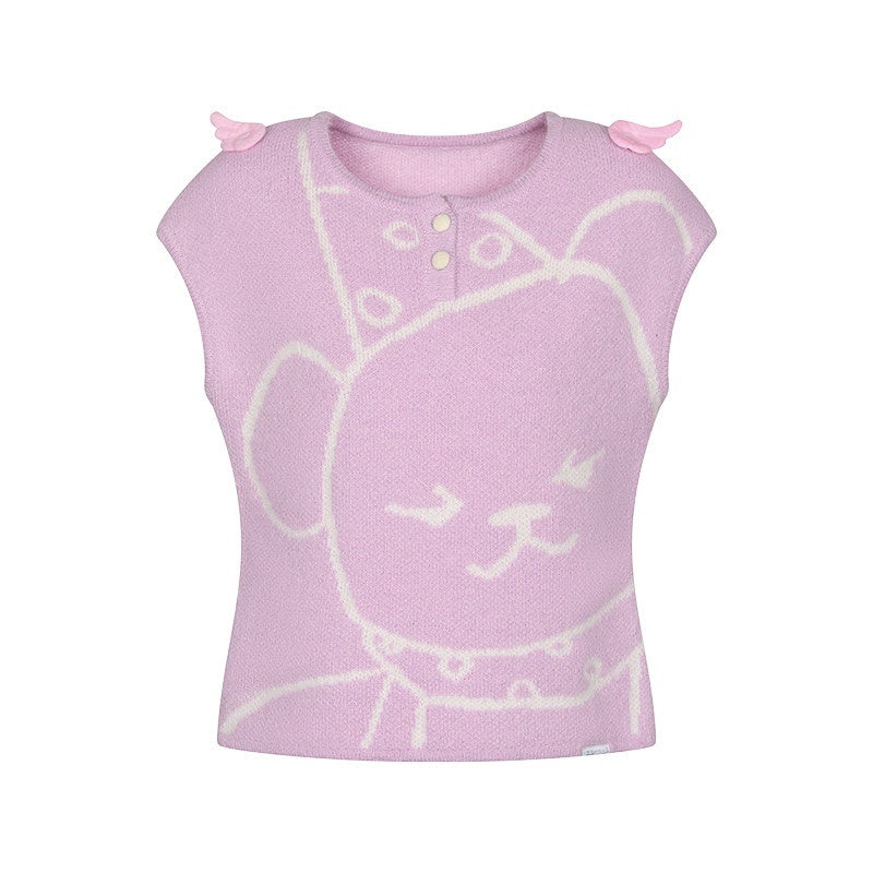 BETWEENAND_Lilac_Bear_Print_Layered_Cap_Women&