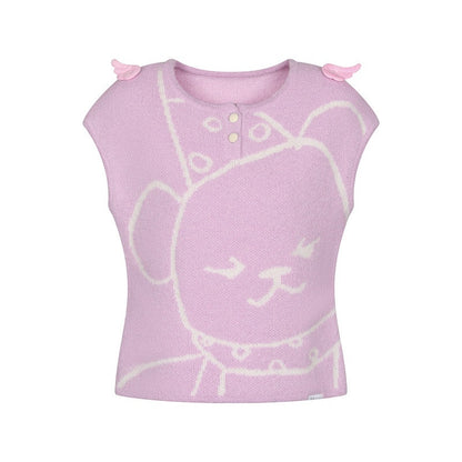BETWEENAND_Lilac_Bear_Print_Layered_Cap_Women&