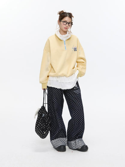 BETWEENAND Machine Embroidered Penguin Polka Dot Women&