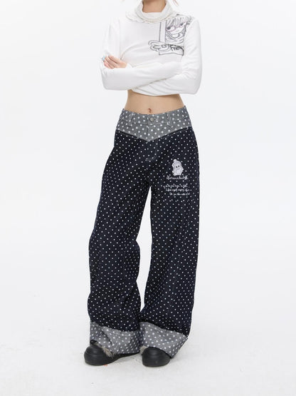 BETWEENAND Machine Embroidered Penguin Polka Dot Women&