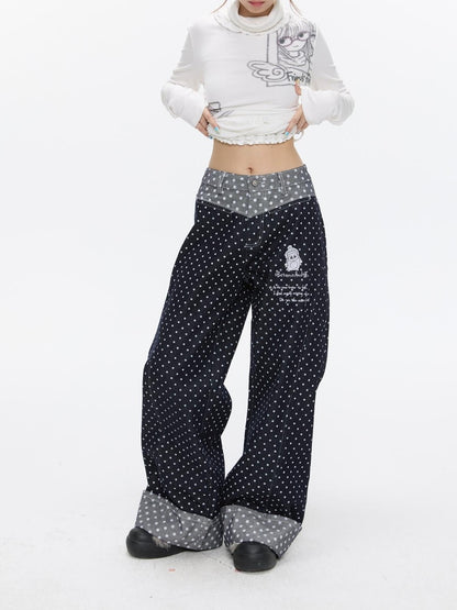 BETWEENAND Machine Embroidered Penguin Polka Dot Women&