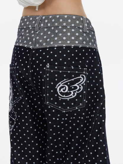 BETWEENAND Machine Embroidered Penguin Polka Dot Women&